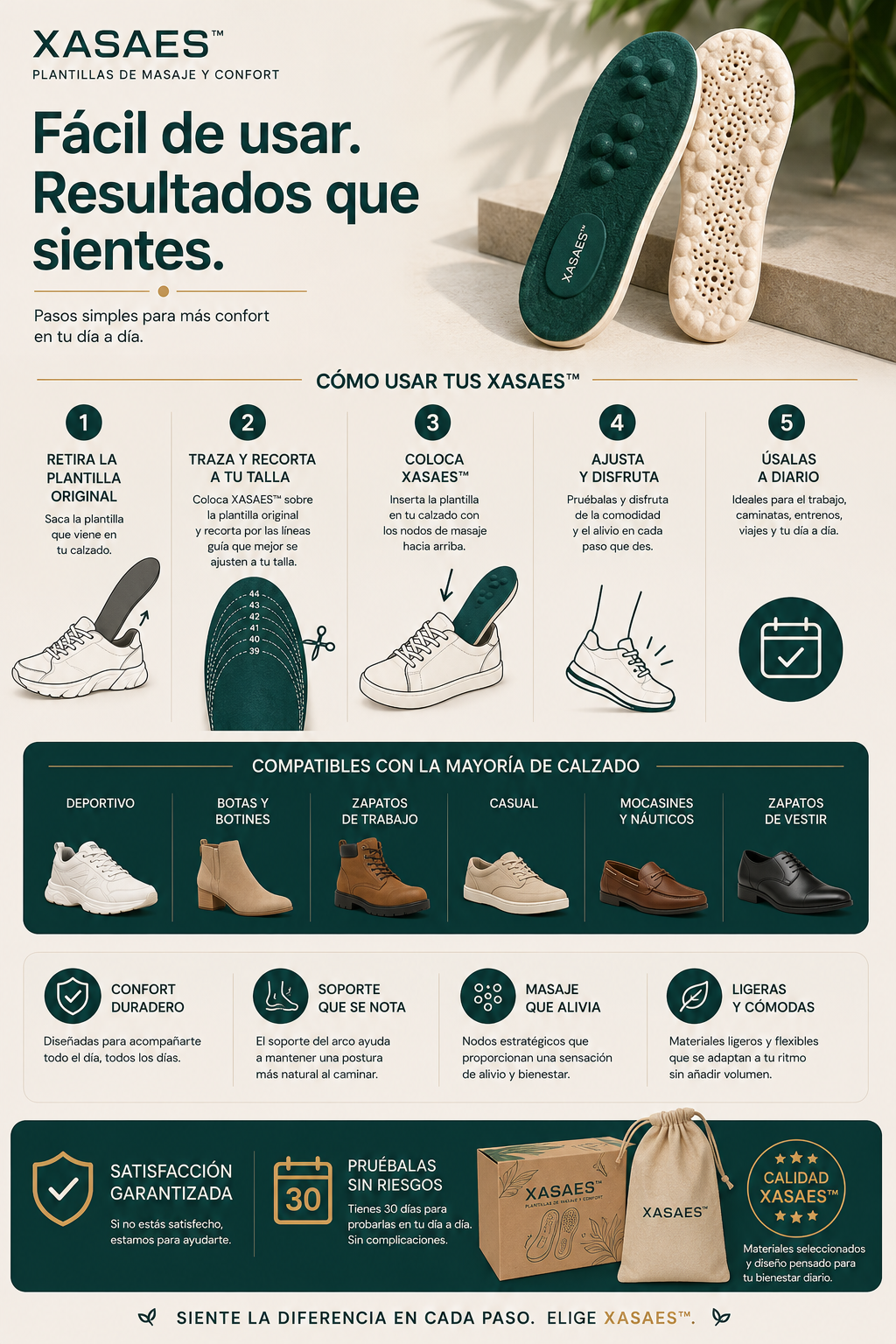 Xasaes™ Plantillas de Masaje y Confort