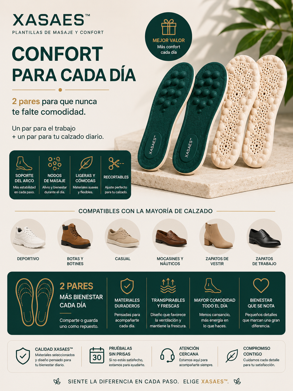 Xasaes™ Plantillas de Masaje y Confort
